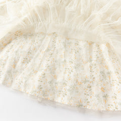 Dave&Bella Kids Girls Autumn Chinese-style Yellow Floral Soft Mesh Princess Dress