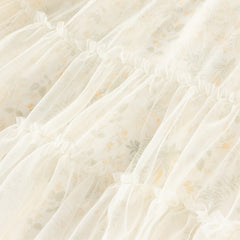 Dave&Bella Kids Girls Autumn Chinese-style Yellow Floral Soft Mesh Princess Dress