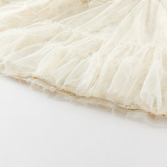 Dave&Bella Kids Girls Autumn Chinese-style Yellow Floral Soft Mesh Princess Dress