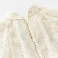 Dave&Bella Kids Girls Autumn Chinese-style Yellow Floral Soft Mesh Princess Dress