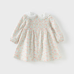 Dave&Bella Toddler Girls Smocked Sundress Cotton Playwear Vintage Princess Dress