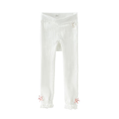 Dave&Bella Girls Autumn Beige/Grey Lace Leg Footless Tights Leggings