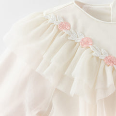 Dave&Bella Toddler Girls Autumn Soft Seashell Pink Mesh Party Dress