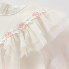 Dave&Bella Toddler Girls Autumn Soft Seashell Pink Mesh Party Dress