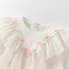 Dave&Bella Toddler Girls Autumn Soft Seashell Pink Mesh Party Dress