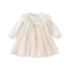 Dave&Bella Toddler Girls Autumn Soft Seashell Pink Mesh Party Dress