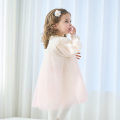 Dave&Bella Toddler Girls Autumn Soft Seashell Pink Mesh Party Dress