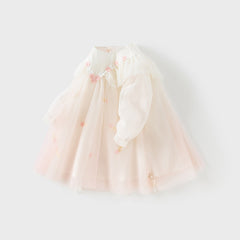 Dave&Bella Toddler Girls Autumn Soft Seashell Pink Mesh Party Dress
