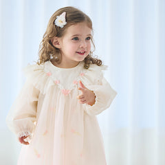 Dave&Bella Toddler Girls Autumn Soft Seashell Pink Mesh Party Dress