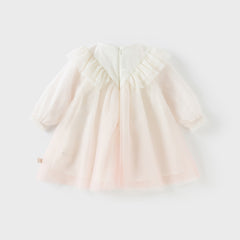 Dave&Bella Toddler Girls Autumn Soft Seashell Pink Mesh Party Dress