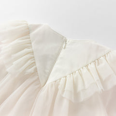 Dave&Bella Toddler Girls Autumn Soft Seashell Pink Mesh Party Dress