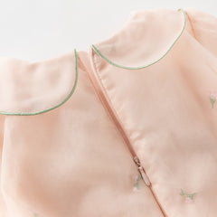 Dave&Bella Toddler Girls Autumn Charming Peachy Pink Chinese-style Mesh Dress