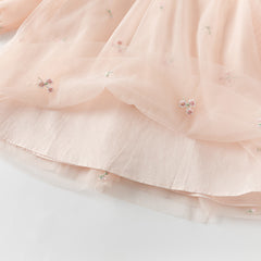 Dave&Bella Toddler Girls Autumn Charming Peachy Pink Chinese-style Mesh Dress