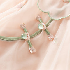 Dave&Bella Toddler Girls Autumn Charming Peachy Pink Chinese-style Mesh Dress