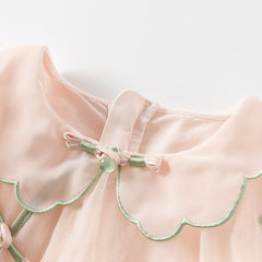Dave&Bella Toddler Girls Autumn Charming Peachy Pink Chinese-style Mesh Dress