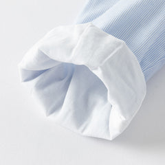 Dave&Bella Girls Autumn Cotton Breathable Blue White Striped Sweet A-line Dress