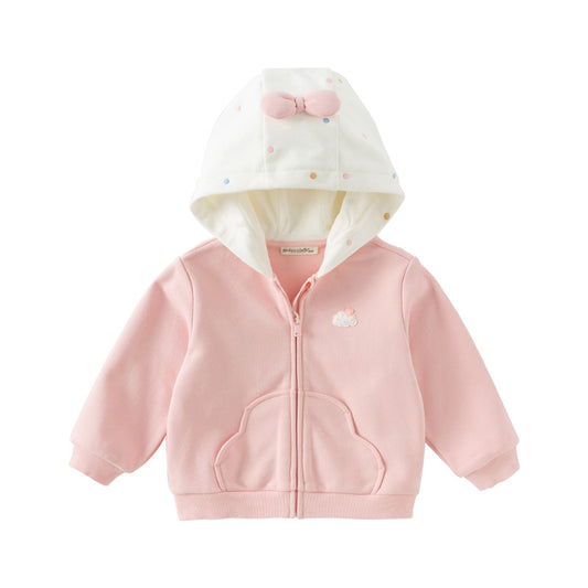 Dave&Bella Toddler Girls Autumn Sweet Pink Ultra-soft Outwear Hooded Coats
