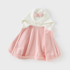 Dave&Bella Toddler Girls Autumn Sweet Pink Ultra-soft Outwear Hooded Coats