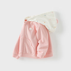 Dave&Bella Toddler Girls Autumn Sweet Pink Ultra-soft Outwear Hooded Coats