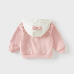 Dave&Bella Toddler Girls Autumn Sweet Pink Ultra-soft Outwear Hooded Coats