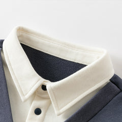 Dave&Bella Toddler Boys Navy Blue Fake Two Piece Knit Pullover Polos T-Shirt Tops