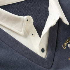 Dave&Bella Toddler Boys Navy Blue Fake Two Piece Knit Pullover Polos T-Shirt Tops