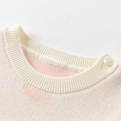 Dave&Bella Toddler Girls Autumn Sweet Pink Round Dots Rabbit Print Mesh Party Dress