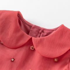 Dave&Bella Toddler Girls Autumn Festival Red Mesh Princess Party Dress