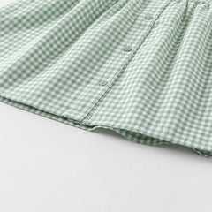 Dave&Bella Toddler Girls Autumn Green White Plaid Cotton Soft Party Dress(wallet bag)