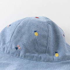 Dave&Bella Girls Autumn Fashion Floral/Denim Blue Cotton Hat