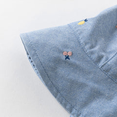 Dave&Bella Girls Autumn Fashion Floral/Denim Blue Cotton Hat