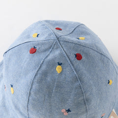 Dave&Bella Girls Autumn Fashion Floral/Denim Blue Cotton Hat