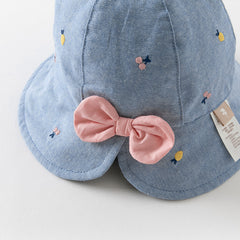 Dave&Bella Girls Autumn Fashion Floral/Denim Blue Cotton Hat