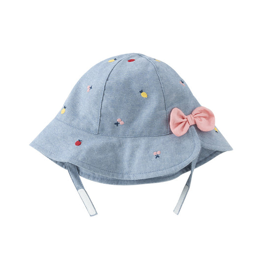 Dave&Bella Girls Autumn Fashion Floral/Denim Blue Cotton Hat