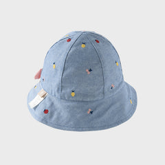 Dave&Bella Girls Autumn Fashion Floral/Denim Blue Cotton Hat