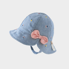 Dave&Bella Girls Autumn Fashion Floral/Denim Blue Cotton Hat