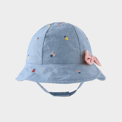 Dave&Bella Girls Autumn Fashion Floral/Denim Blue Cotton Hat
