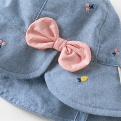 Dave&Bella Girls Autumn Fashion Floral/Denim Blue Cotton Hat