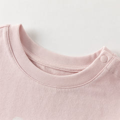 Dave&Bella Toddler Boys/Girls Versatile Light Green/Pink Lightweight Cotton T-shirt Tops