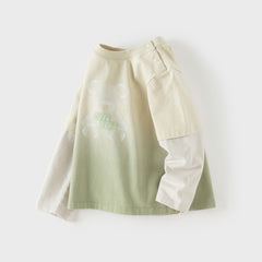 Dave&Bella Toddler Boys/Girls Versatile Light Green/Pink Lightweight Cotton T-shirt Tops