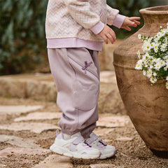 Dave&Bella Toddler Girls Purple Adjustable-waistband Outdoor Loose Pants