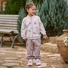 Dave&Bella Toddler Girls Purple Adjustable-waistband Outdoor Loose Pants