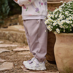 Dave&Bella Toddler Girls Purple Adjustable-waistband Outdoor Loose Pants