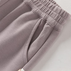 Dave&Bella Toddler Girls Purple Adjustable-waistband Outdoor Loose Pants