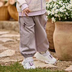 Dave&Bella Toddler Girls Purple Adjustable-waistband Outdoor Loose Pants