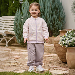 Dave&Bella Toddler Girls Purple Adjustable-waistband Outdoor Loose Pants