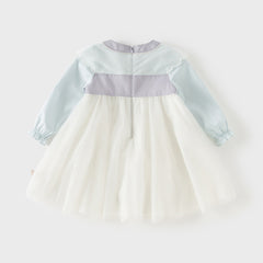 Dave&Bella Toddler Girls Chinese-style Flower Embroidery Beige Mesh Dress(wallet bag)