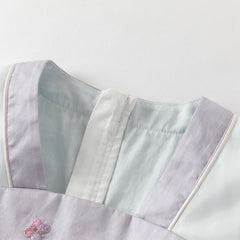 Dave&Bella Toddler Girls Chinese-style Flower Embroidery Beige Mesh Dress(wallet bag)