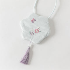 Dave&Bella Toddler Girls Chinese-style Flower Embroidery Beige Mesh Dress(wallet bag)