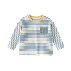 Dave&Bella Toddler Boys Blue White Striped Soft Cotton T-shirt Tops
